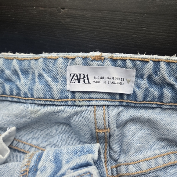 Zara Jeans Womens Mom Straight Leg High Waist Size 6 Light Wash 100% Cotton - Picture 5 of 5